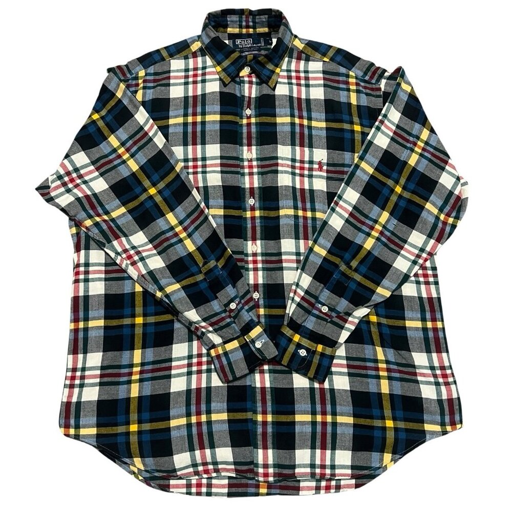 Polo Ralph Lauren Lowell Sport Flannel Shirt Men L Plaid Long Sleeve Button Down
